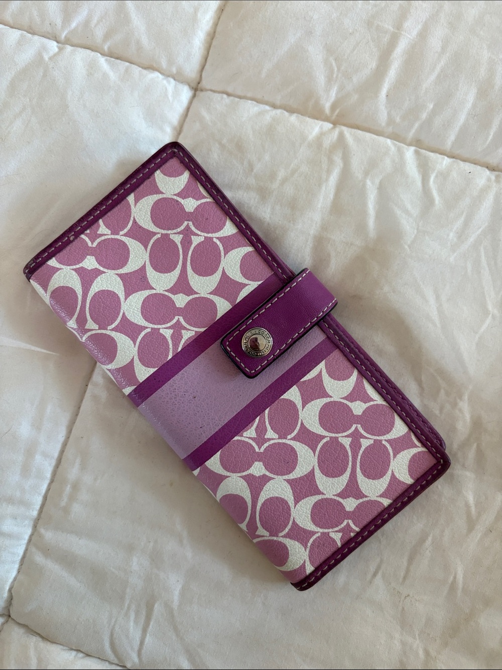 Y2K Coach Pink and Purple Signature Fold Wallet